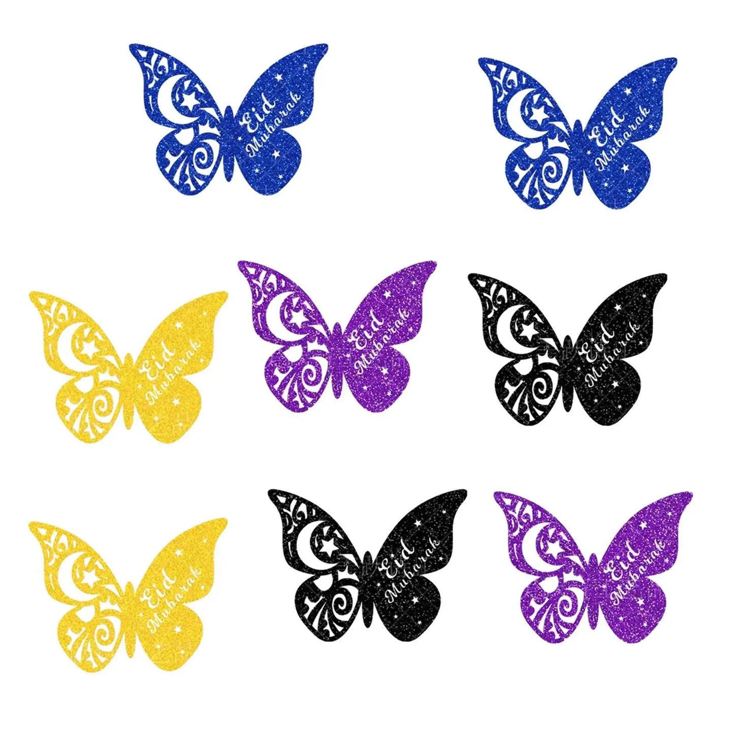 8Pcs 3D Butterfly Wall Decoration Butterfly Wall Stickers Butterflies Wall Decals for Moon Festival Islamic Cake Bedroom Home