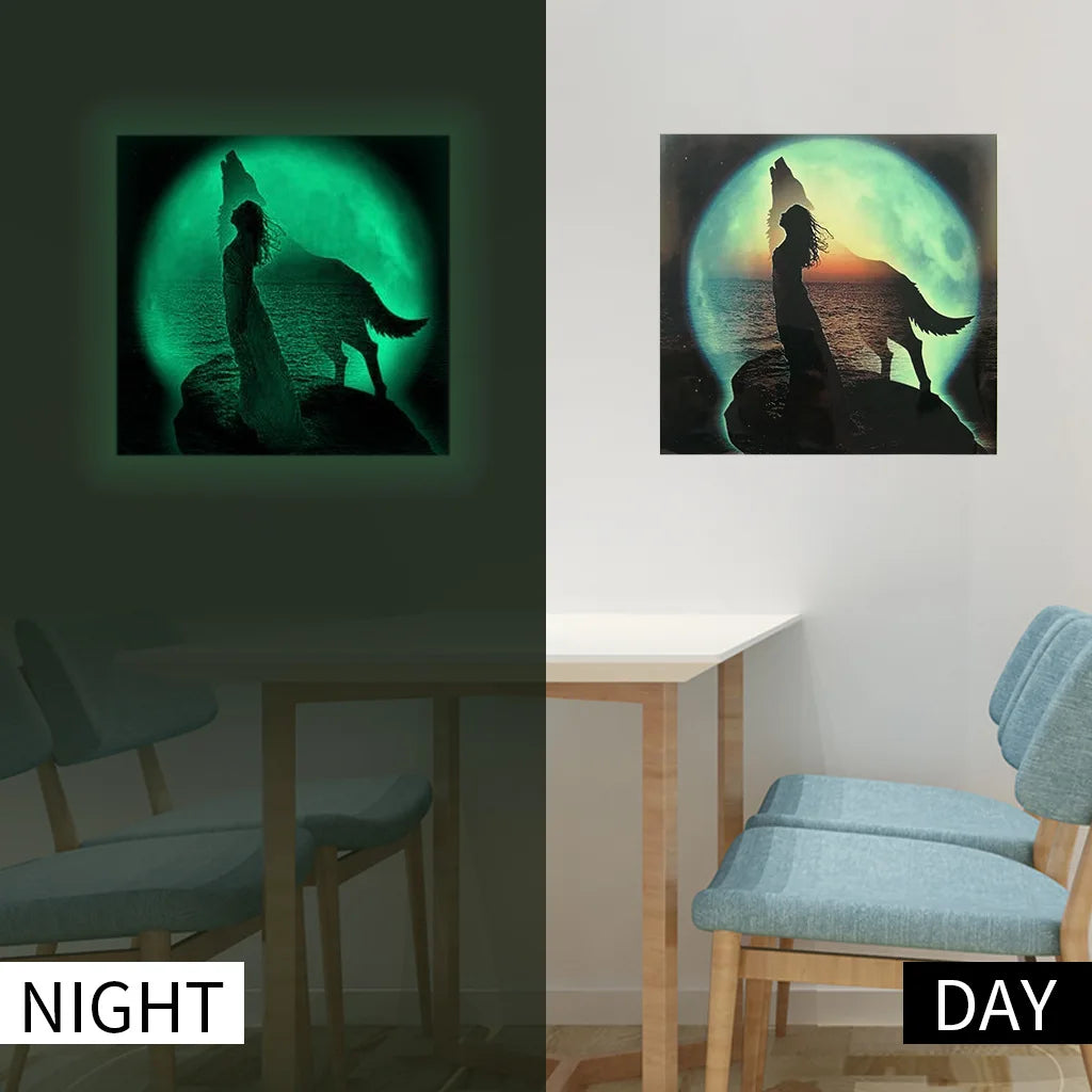 European Style Home Decor Luminous Wall Sticker Fashion Beauty Anime Wolf PVC Stickers Girl Living Room Decoration Supplies 2022