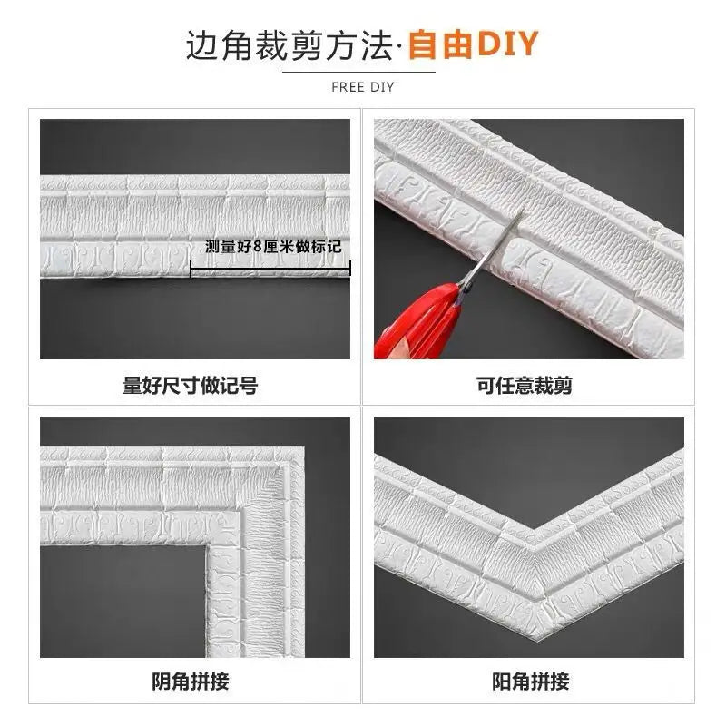 3D Foam DIY Oil Diamond Painting Frame Stickers Self Adhesive Waterproof Baseboard Wall Sticker Living Room Bedroom Home Decor