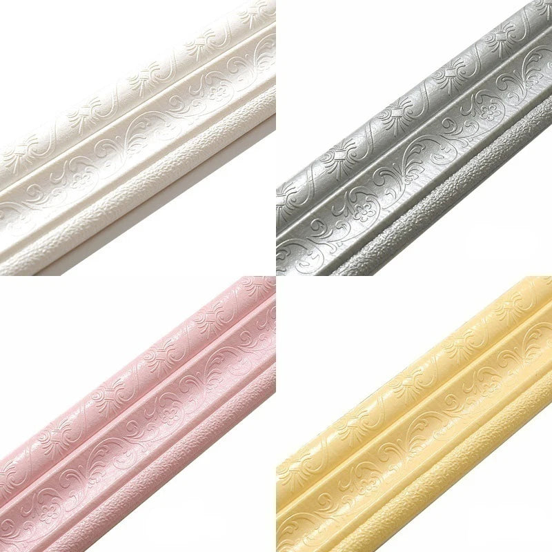 2.3m/roll 3D Foam Waistline Skirting Line Self-adhesive Wall Sticker Waterproof Sealing Frame DIY Home Decor Beautification Line