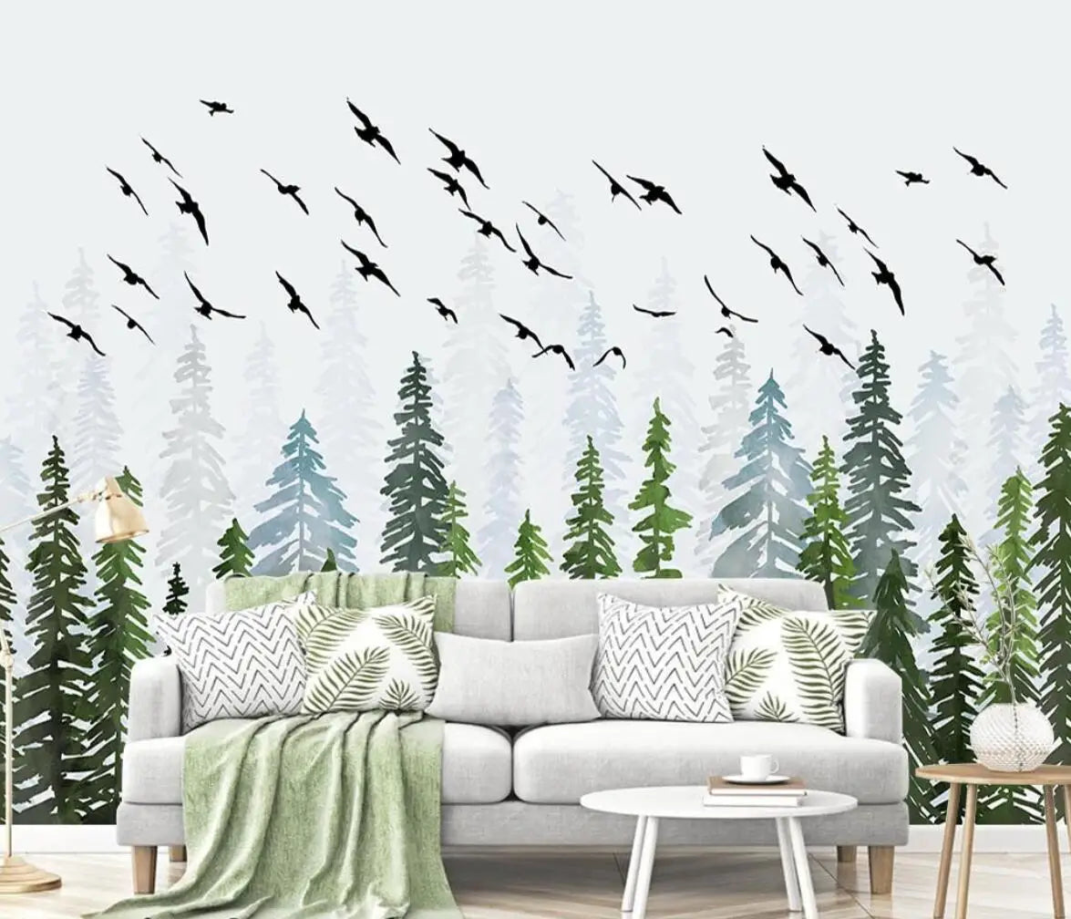 Custom tree bird Photo mural Wallpaper 3D wallpapers for Living Room TV Sofa Home Decoration Background Wall Cloth art stickers