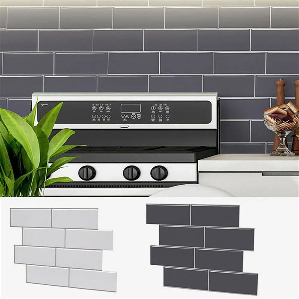 DIY Subway Tile Grey Brick Style 3D Self Adhesive Decal Kitchen Bathroom Wall Sticker Waterproof Removable Wallpaper Home Decor