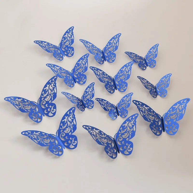 12Pcs/Set 3D Hollow Butterfly Wall Stickers for Home Decorations DIY PVC Stickers for Kids Bedroom Birthday Party Wedding Decor