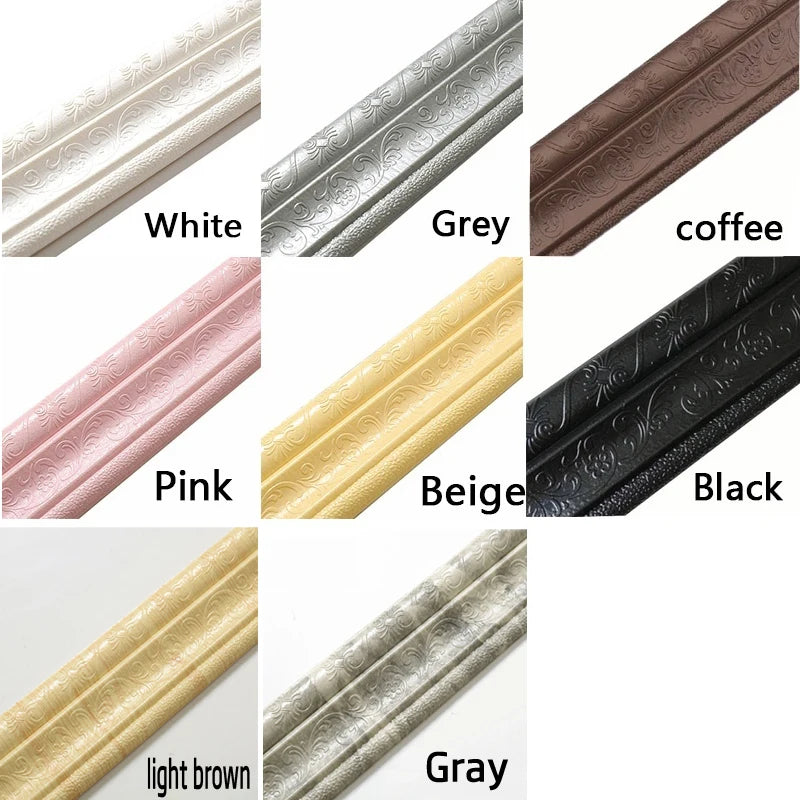 2.3m/roll 3D Foam Waistline Skirting Line Self-adhesive Wall Sticker Waterproof Sealing Frame DIY Home Decor Beautification Line