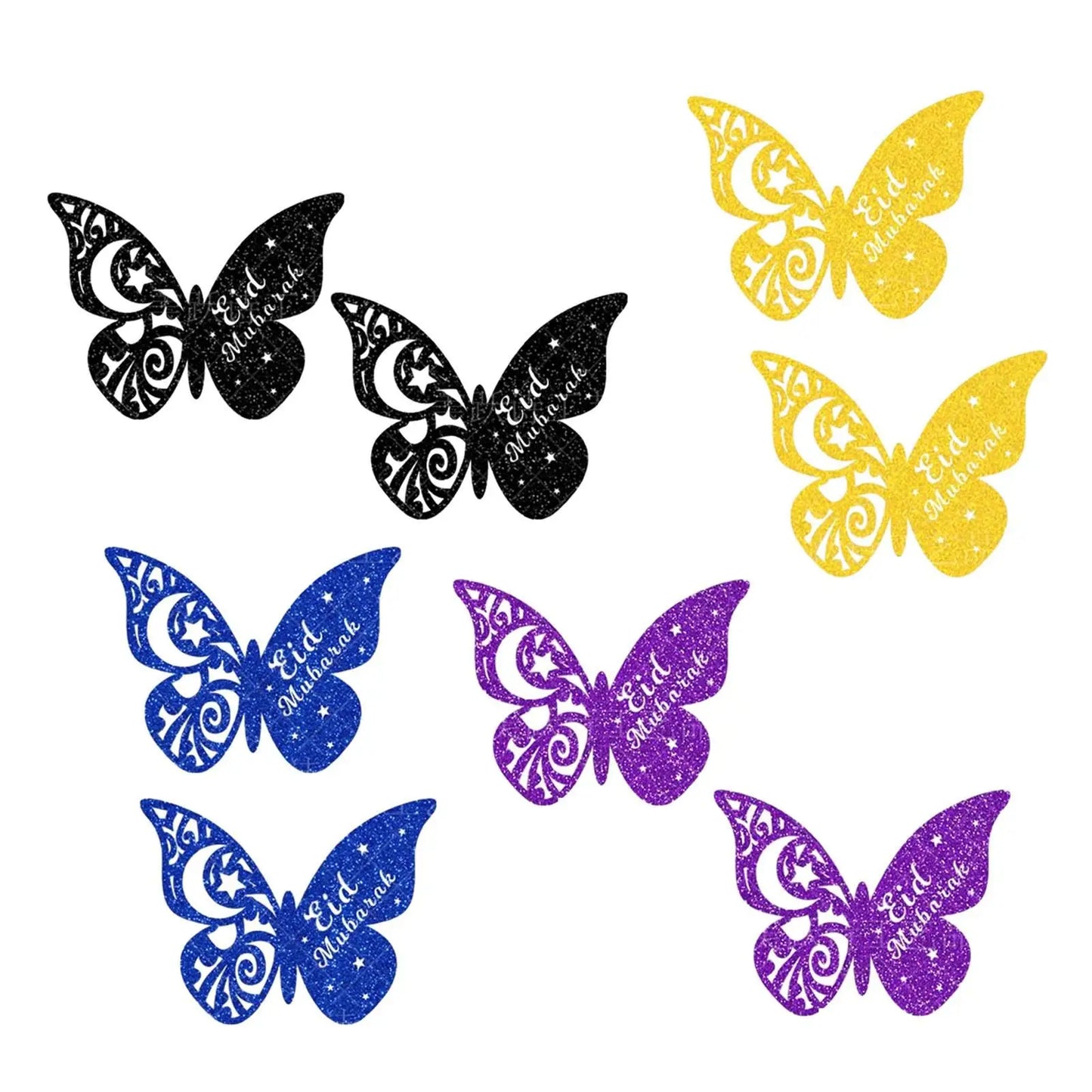 8Pcs 3D Butterfly Wall Decoration Butterfly Wall Stickers Butterflies Wall Decals for Moon Festival Islamic Cake Bedroom Home