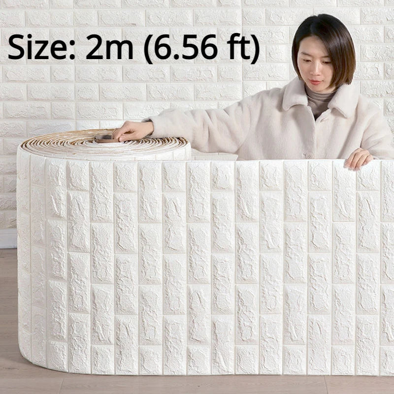 2mx70cm 3D Brick Wall Stickers DIY Decor Self-Adhesive Waterproof Wallpaper For Kid Room Bedroom Kitchen Home Wallcovering Decor