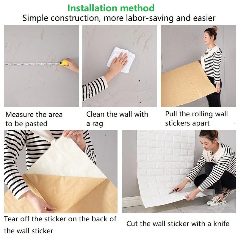 70cmx1m 3D Wall Sticker DIY Self-adhesive Waterproof Wallpaper Bedroom Living Room Wall Sticker Decoration  Brick Wall Wallpaper