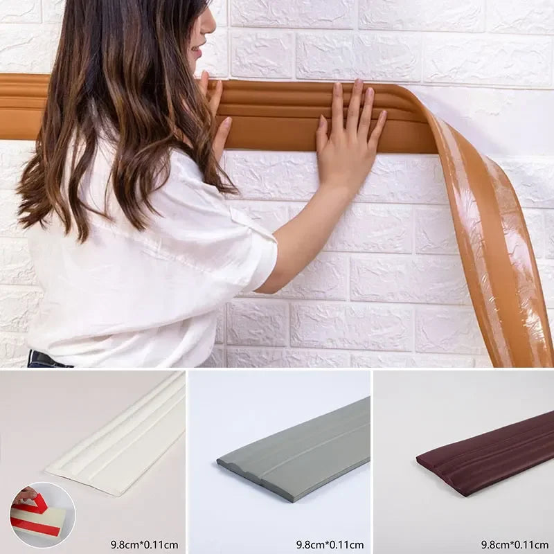 3D Foam Wall Stickers PVC Waterproof Self-adhesive Waist Line Floor Skirting Line TV Background Border Modeling DIY Home Decor