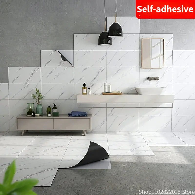 30x60cm Marble Grain 3D Wall Sticker Floor Sticker PVC Self-Adhesive Waterproof Decorative Stickers for Home DIY House