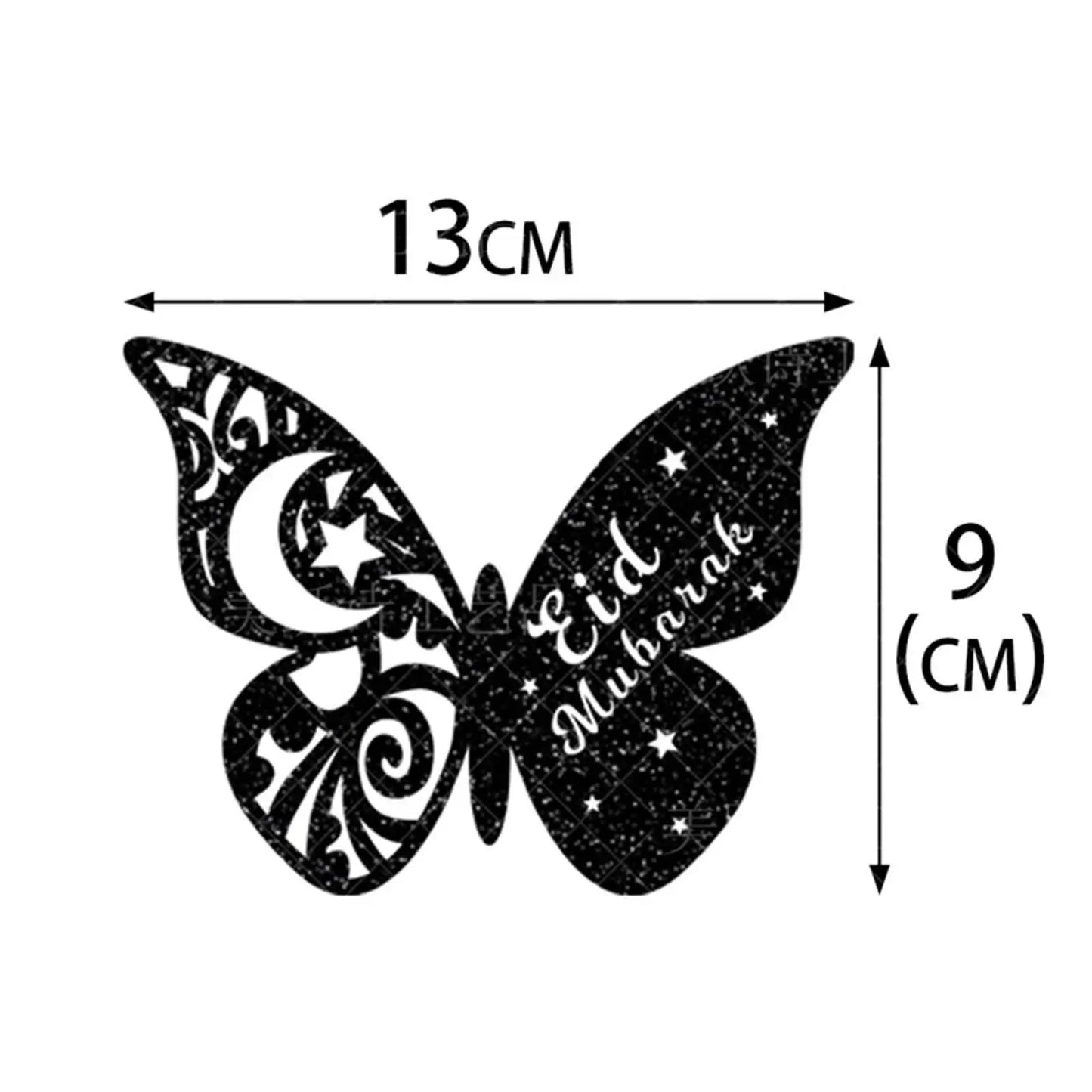 8Pcs 3D Butterfly Wall Decoration Butterfly Wall Stickers Butterflies Wall Decals for Moon Festival Islamic Cake Bedroom Home