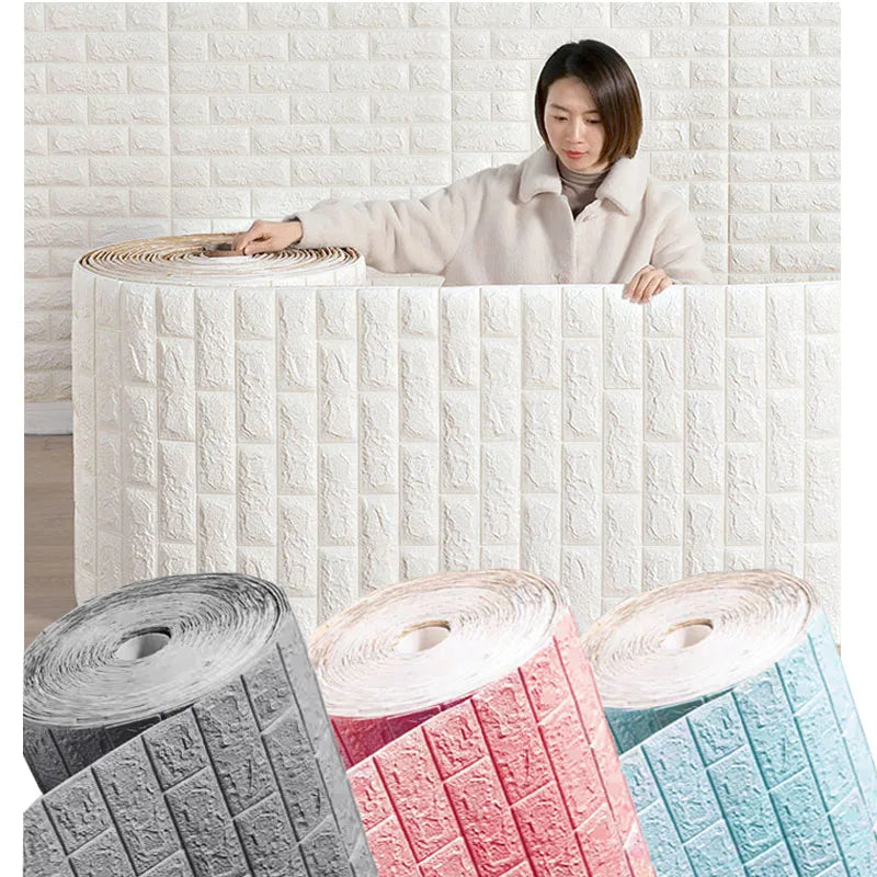 70cmx1m 3D Wall Sticker DIY Self-adhesive Waterproof Wallpaper Bedroom Living Room Wall Sticker Decoration  Brick Wall Wallpaper