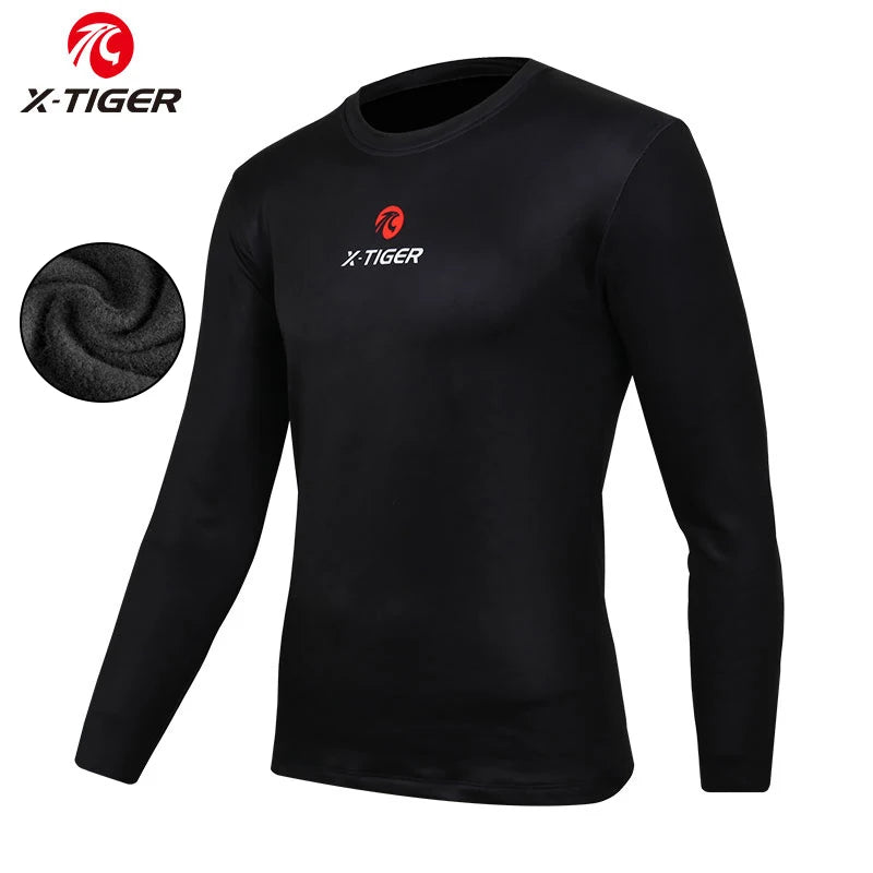 X-TIGER Winter Cycling Base Layer Long Sleeve Warm Bike Underwear Fleece Sports Bike Shirt Keep Warm Racing Bicycle Shirt