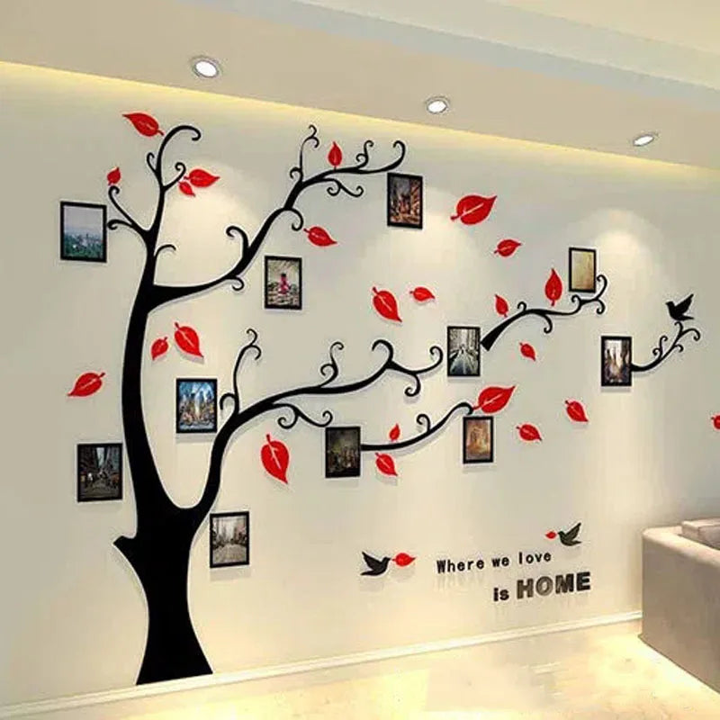 3D Acrylic Stereo Wall Sticker Branches Leaves Wall Sticker Living Room Photo Tree Wall Sticker Interior Decoration Wallpaper