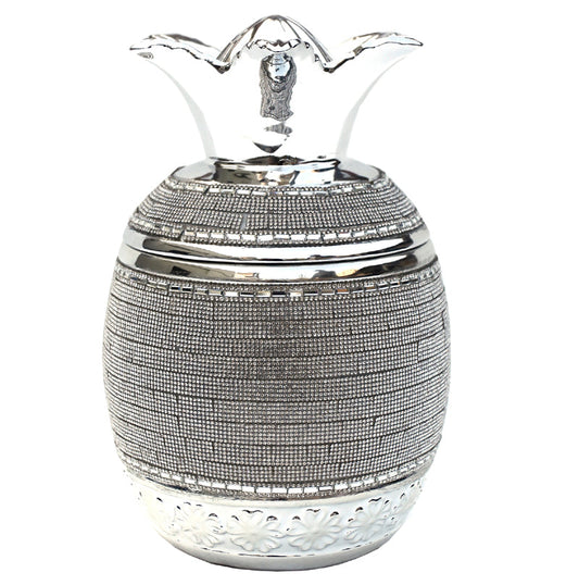 Ambrose Chrome Plated Crystal Embellished Lidded Ceramic Pineapple