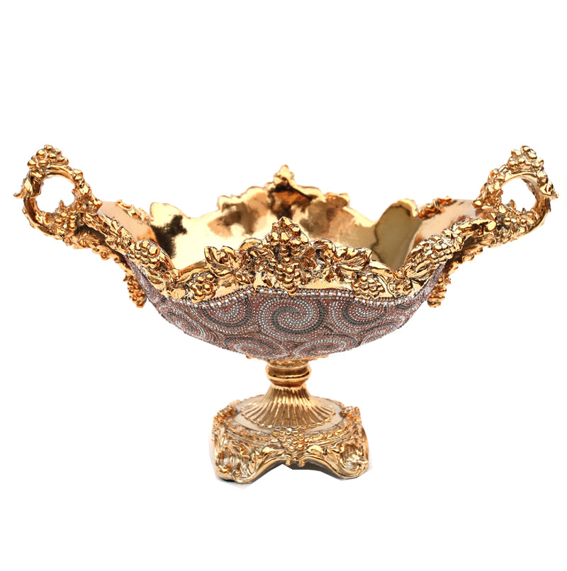 Ambrose Gold Plated Crystal Embellished Ceramic Fruit Platter (16.75