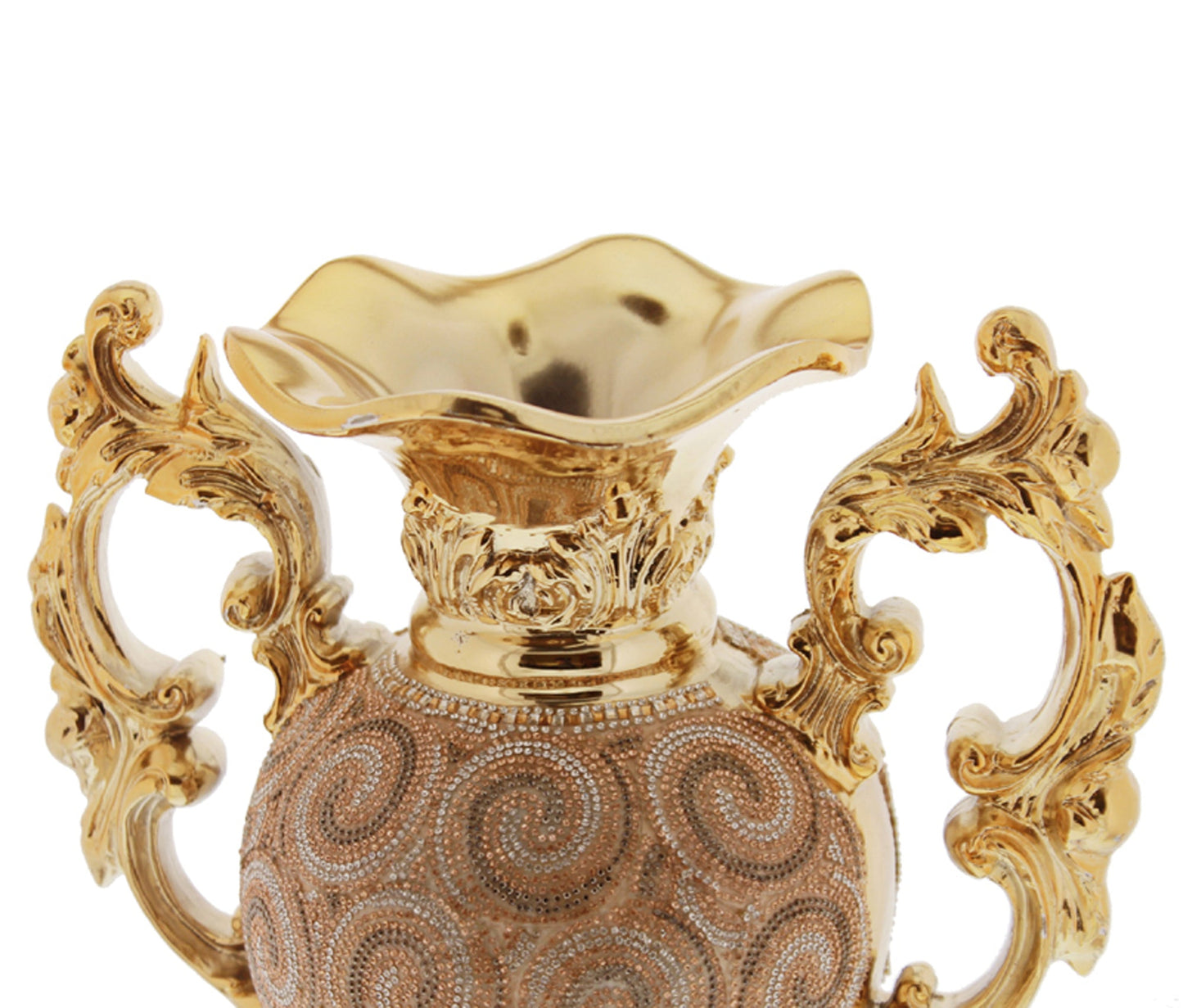 Ambrose Gold Plated Crystal Embellished Ceramic Vase (12.2 In. x 7.1