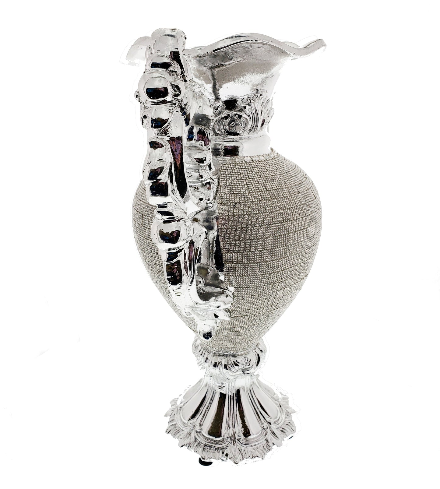 Ambrose Chrome Plated Crystal Embellished Ceramic Vase (12.2 In. x 7.1