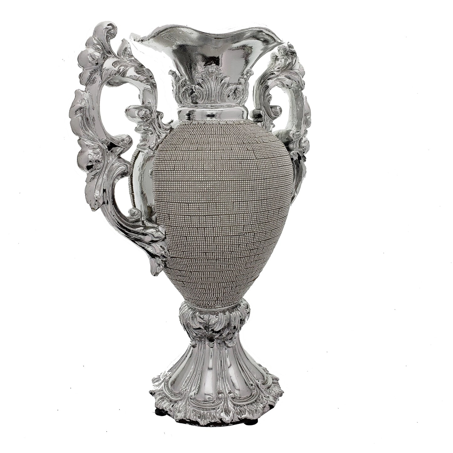 Ambrose Chrome Plated Crystal Embellished Ceramic Vase (12.2 In. x 7.1