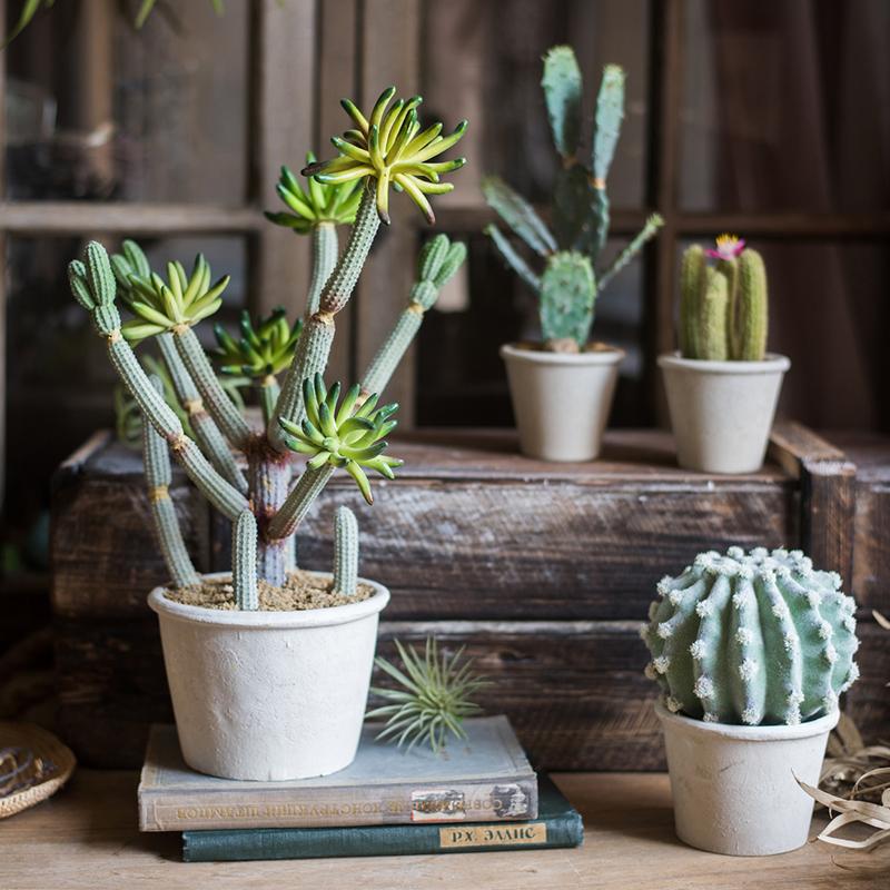 Artificial Faux Cactus Plant Bonsai Potted