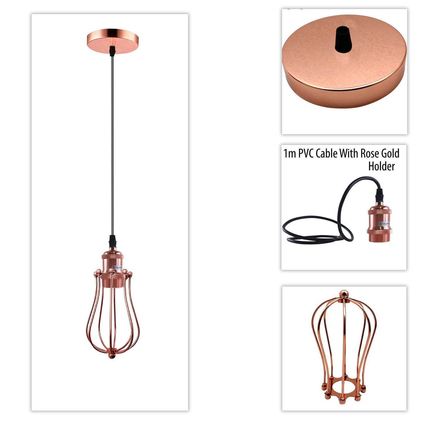 Ceiling Rose Balloon Cage Hanging Pendant Lamp Holder Light Fitting