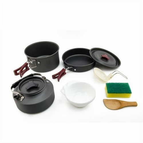 Camping Cookware Set Outdoor Pot Tableware Kit Cooking Water Kettle