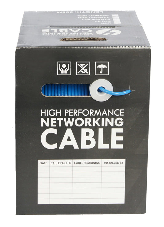 Cat 6 LSZH LAN Ethernet Cable 305m - Reel Box: Blue