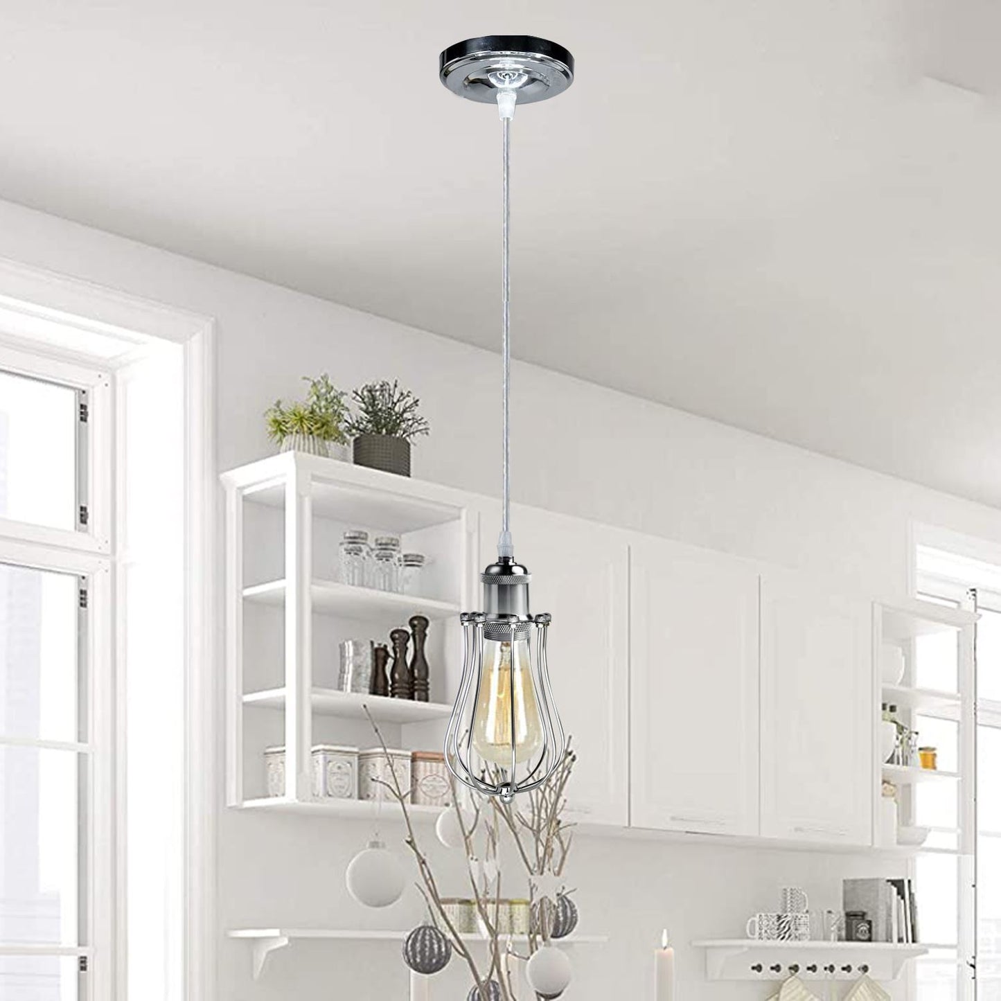 Ceiling Rose Balloon Cage Hanging Pendant Lamp Holder Light Fitting