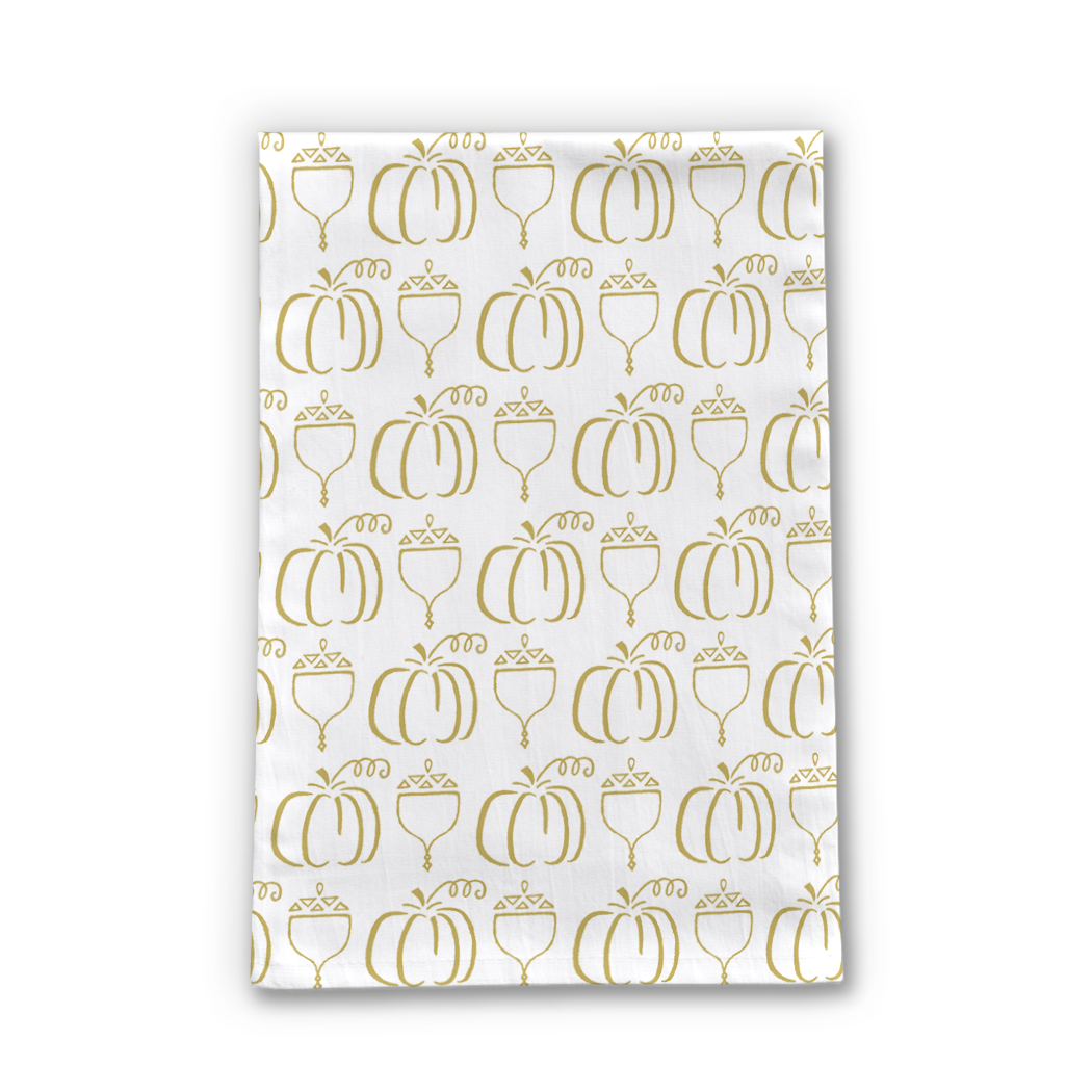 Gold Acorn & Pumpkin Tea Towel