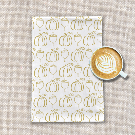 Gold Acorn & Pumpkin Tea Towel