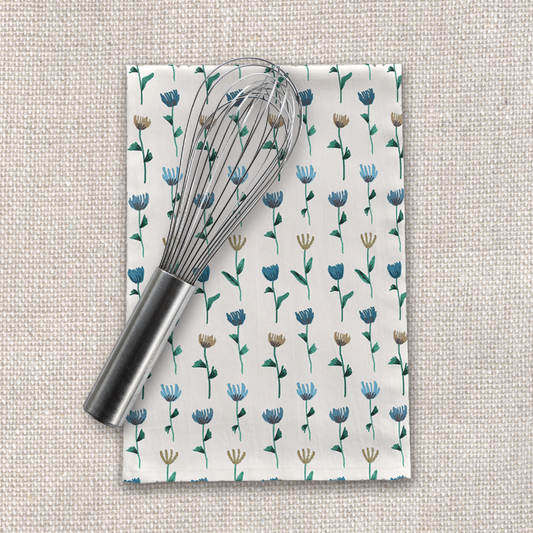 Colorful Ink Flower Tea Towel