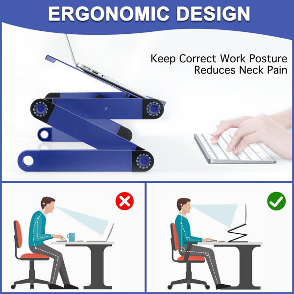 Adjustable Height Laptop Desk Laptop Stand Blue