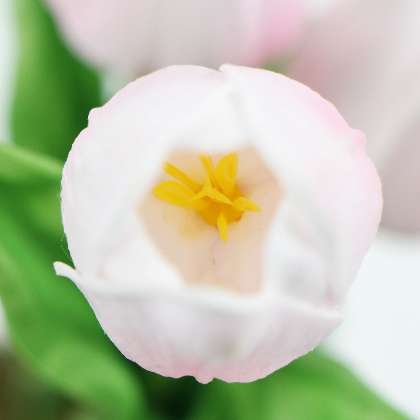 Flowering Pink Artificial Tulip Plant Arrangement With Ceramic Bowl