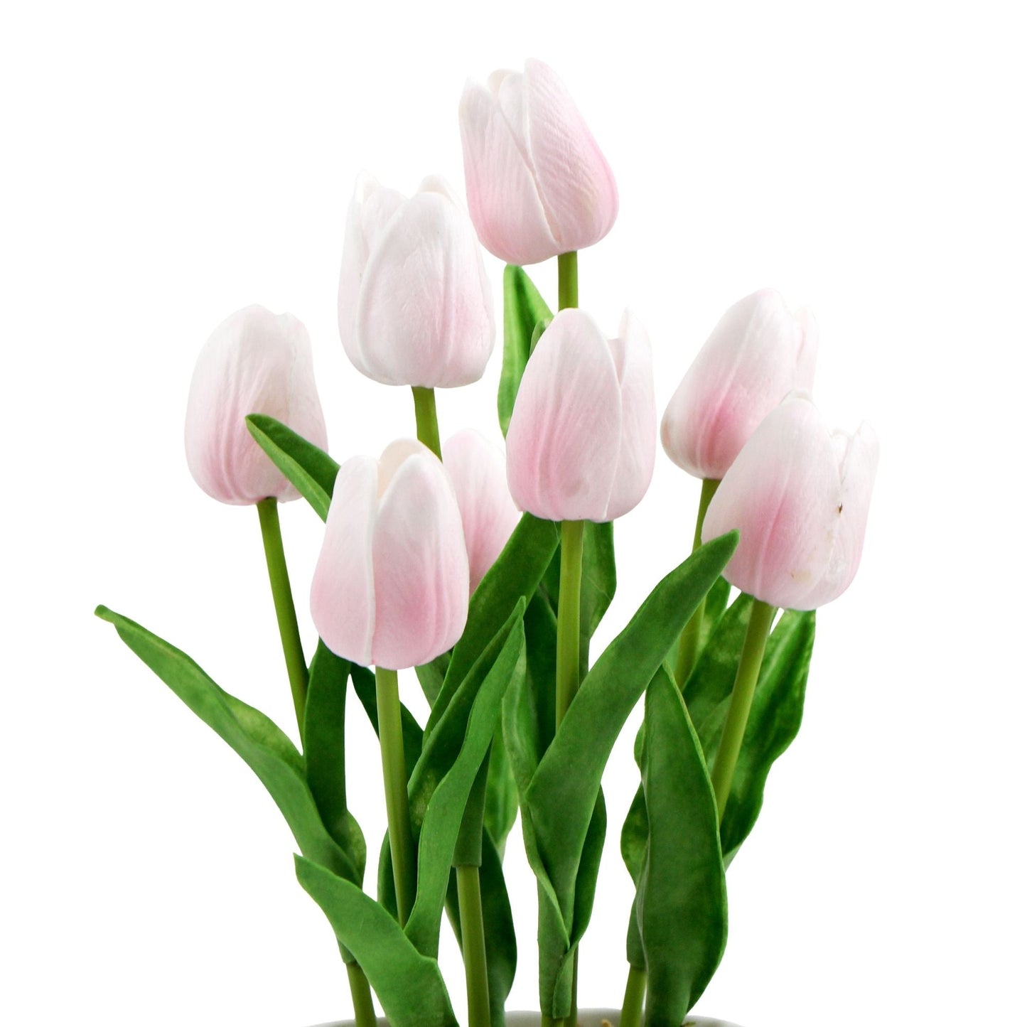 Flowering Pink Artificial Tulip Plant Arrangement With Ceramic Bowl