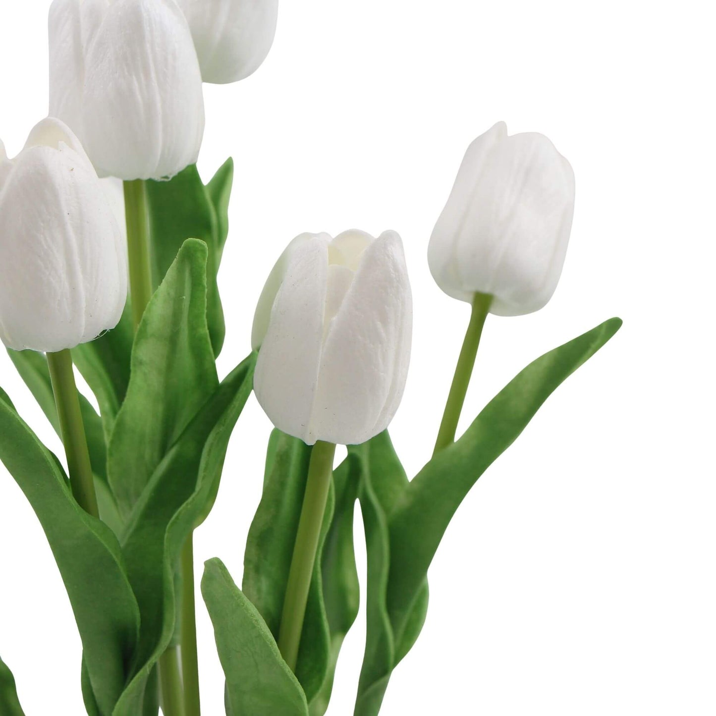 Flowering White Artificial Tulip Plant Arrangement With Ceramic Bowl