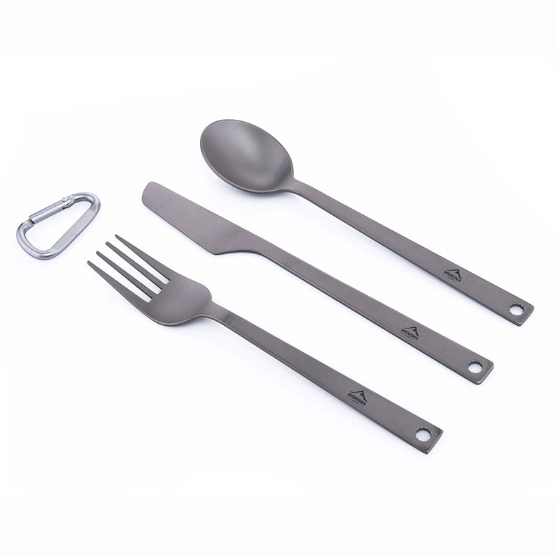 Titanium Spoon Fork Knife Set 50G Camping Tableware Ultralight  Travel