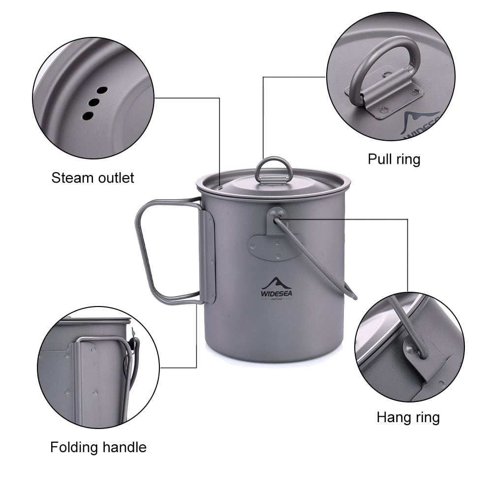 Ultra-light Titanium Camping Cookware Set Outdoor Kitchen  Tableware