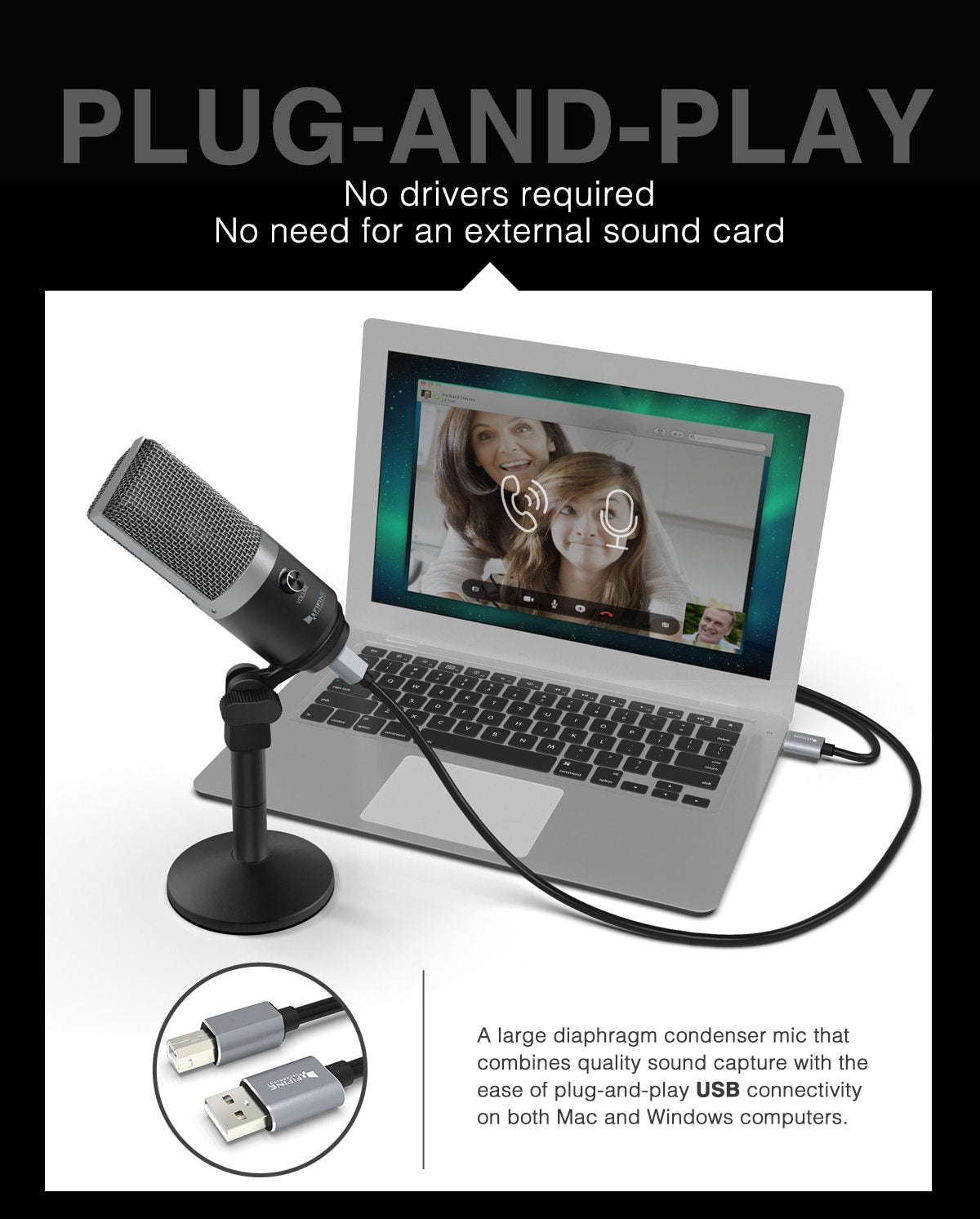 USB Microphone for laptop and Computers for Recording Streaming Twitch