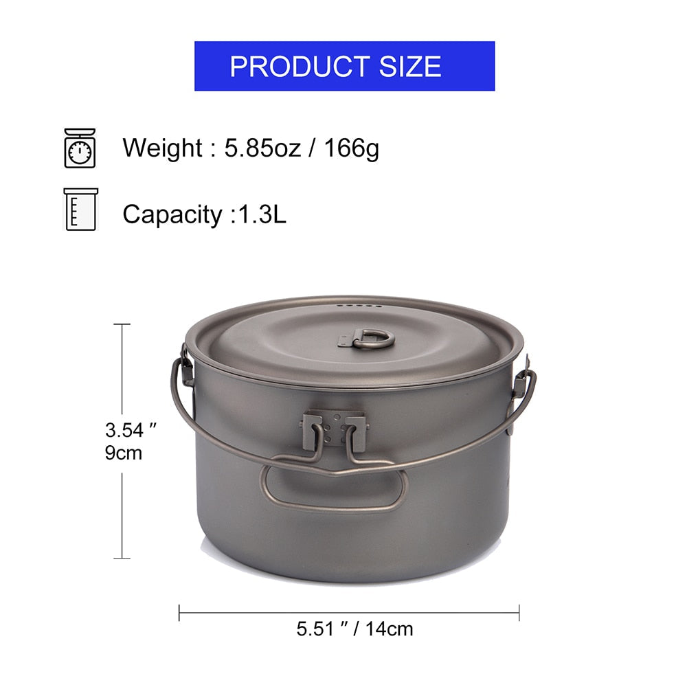 Camping Tableware Titanium Cookware set tourism cauldron Outdoor