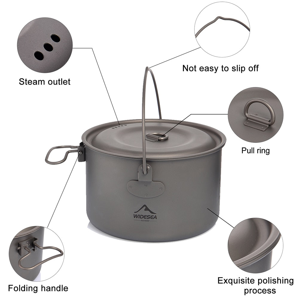 Camping Tableware Titanium Cookware set tourism cauldron Outdoor