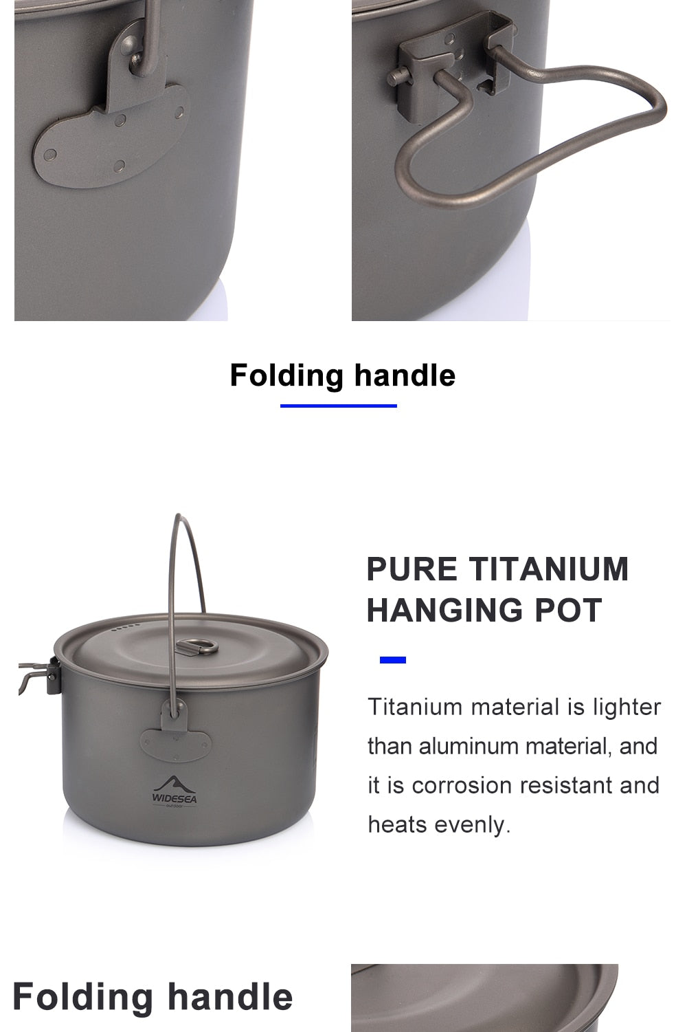 Camping Tableware Titanium Cookware set tourism cauldron Outdoor