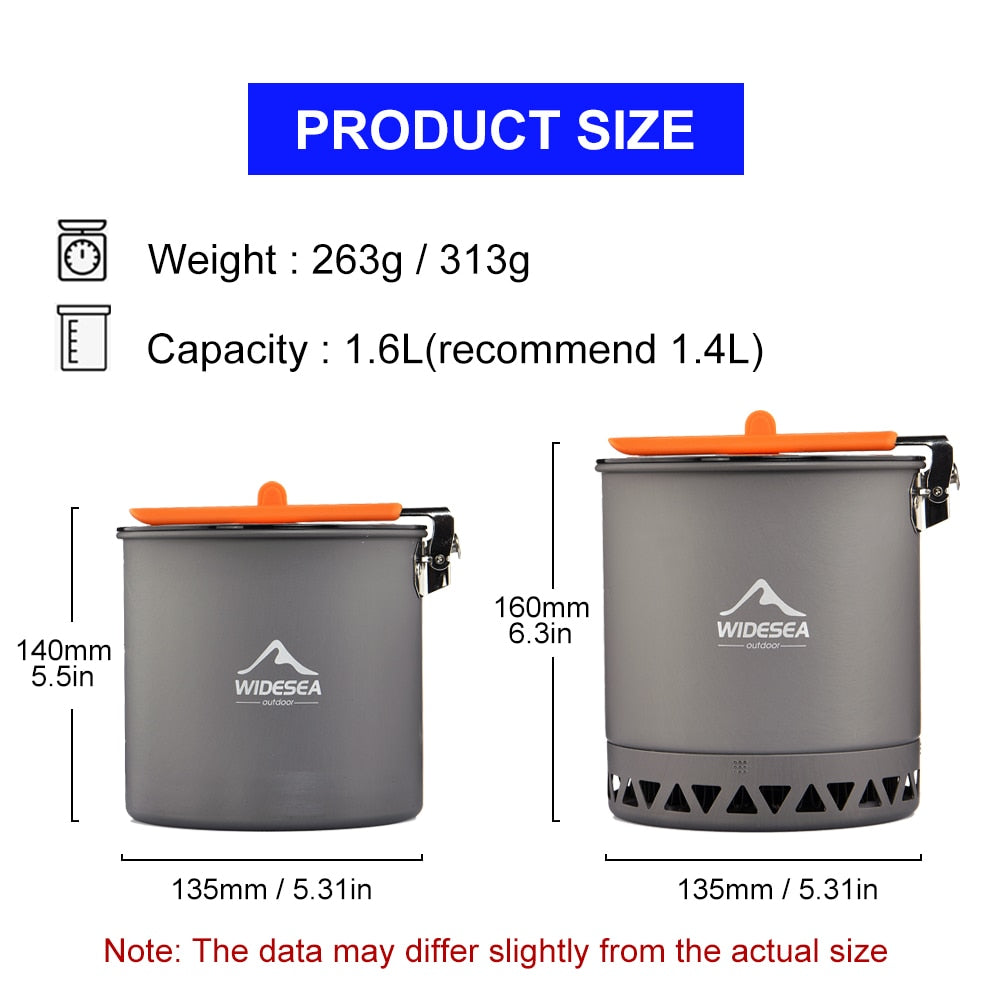 Tableware for Camping 1.6L Pot Tourist Dishes Tourism Hiking Picnic