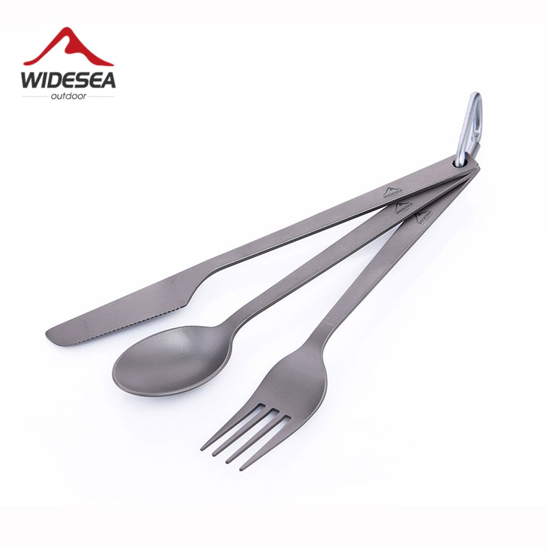 Titanium Spoon Fork Knife Set 50G Camping Tableware Ultralight  Travel