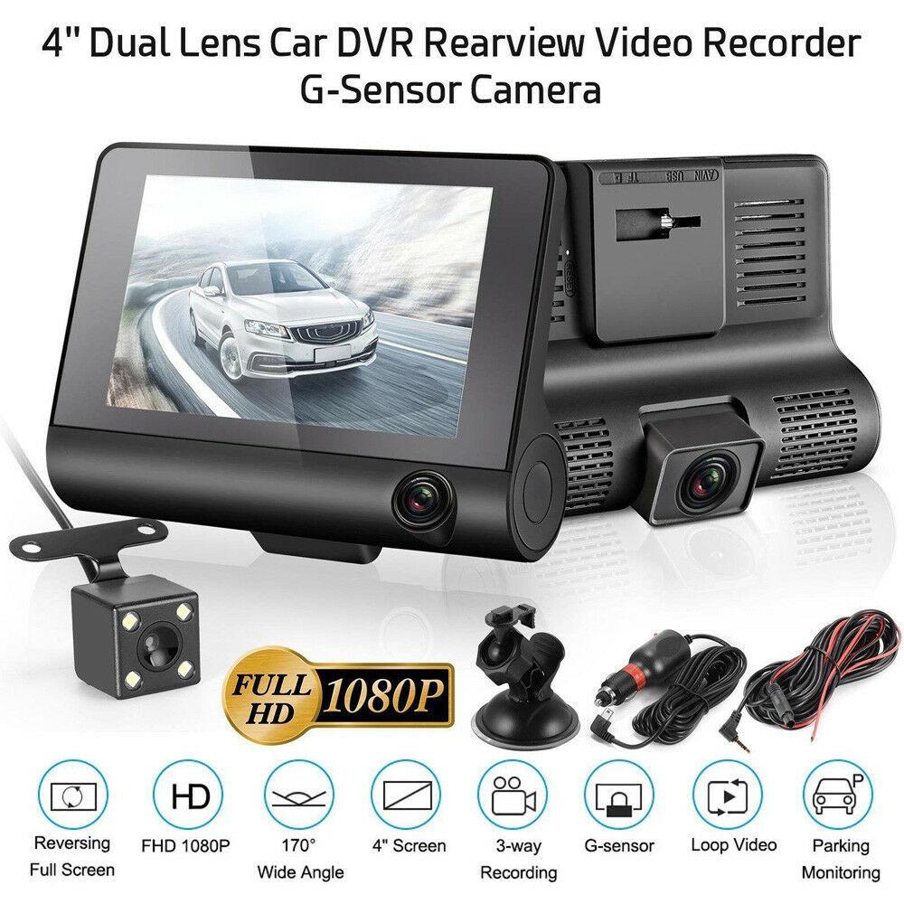 Car DVR 3 Cameras Lens 4.0 Inch Dash Camera Dual Lens With Rearview