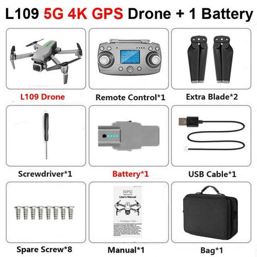 L109 4K HD Electric Adjustment Camera 5G WIFI FPV Drone, GPS& Optical