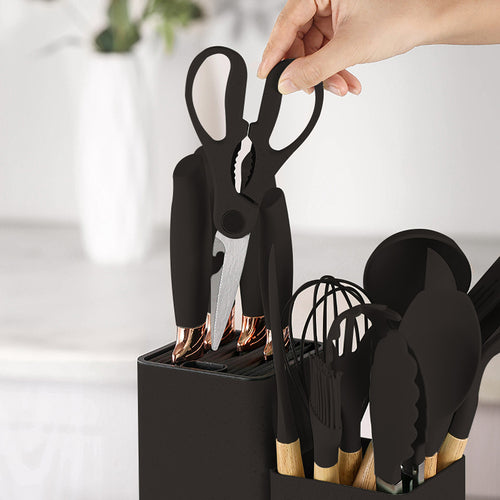 19-Piece Cooking Utensils and Knife Block Set