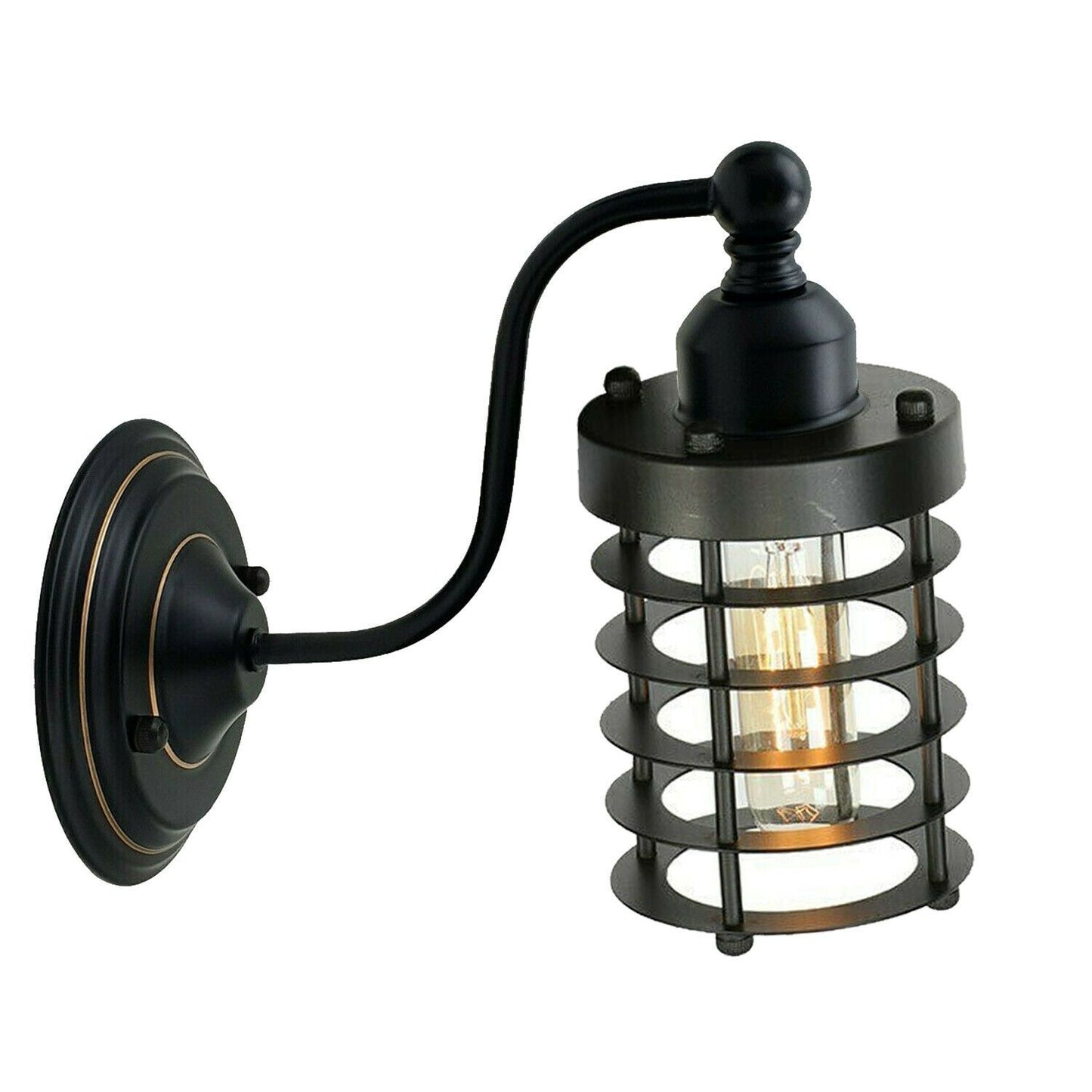 Industrial Wall Mounted Lights Black Sconce Wire Cage Lamps set~2164